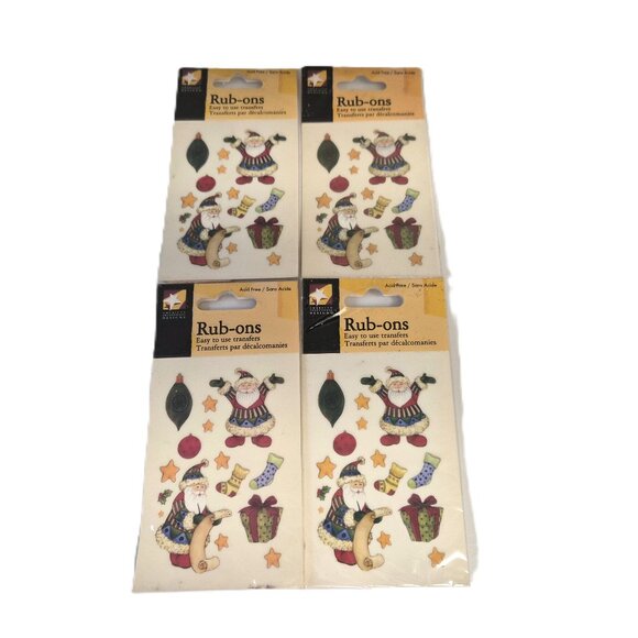 VTG Christmas Rub-Ons – ATD Transfers Santa&Holiday Icons NOS Set of 4 Y2K Santa - Picture 2 of 3